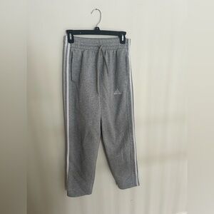 Adidas Gray Joggers with White Stripes